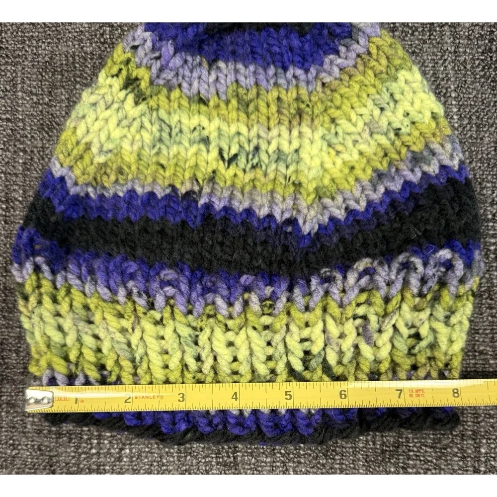 Handmade Chunky Knit Beanie Hat L XL Slouchy Acrylic Winter Cap Unisex
